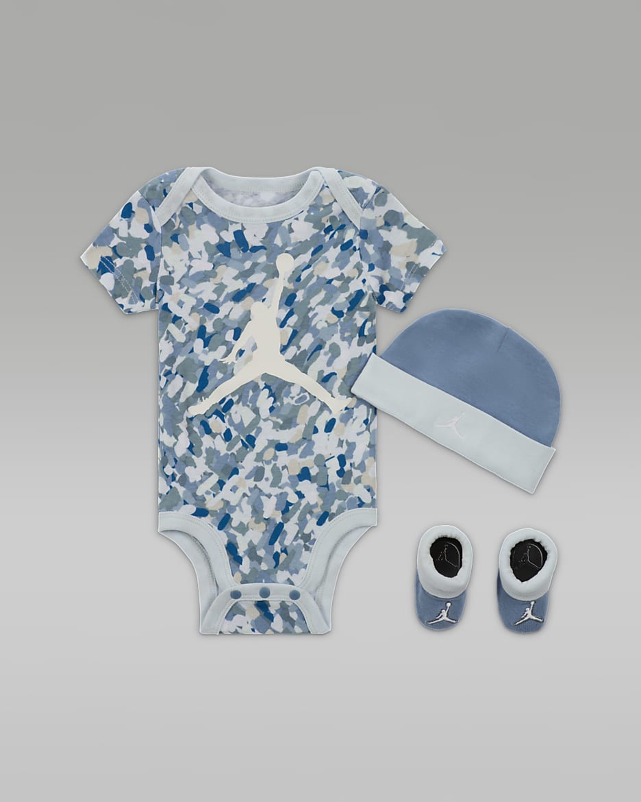 Jordan MJ Essentials Poolside Baby 0 9M 3 Piece Bodysuit Box Set